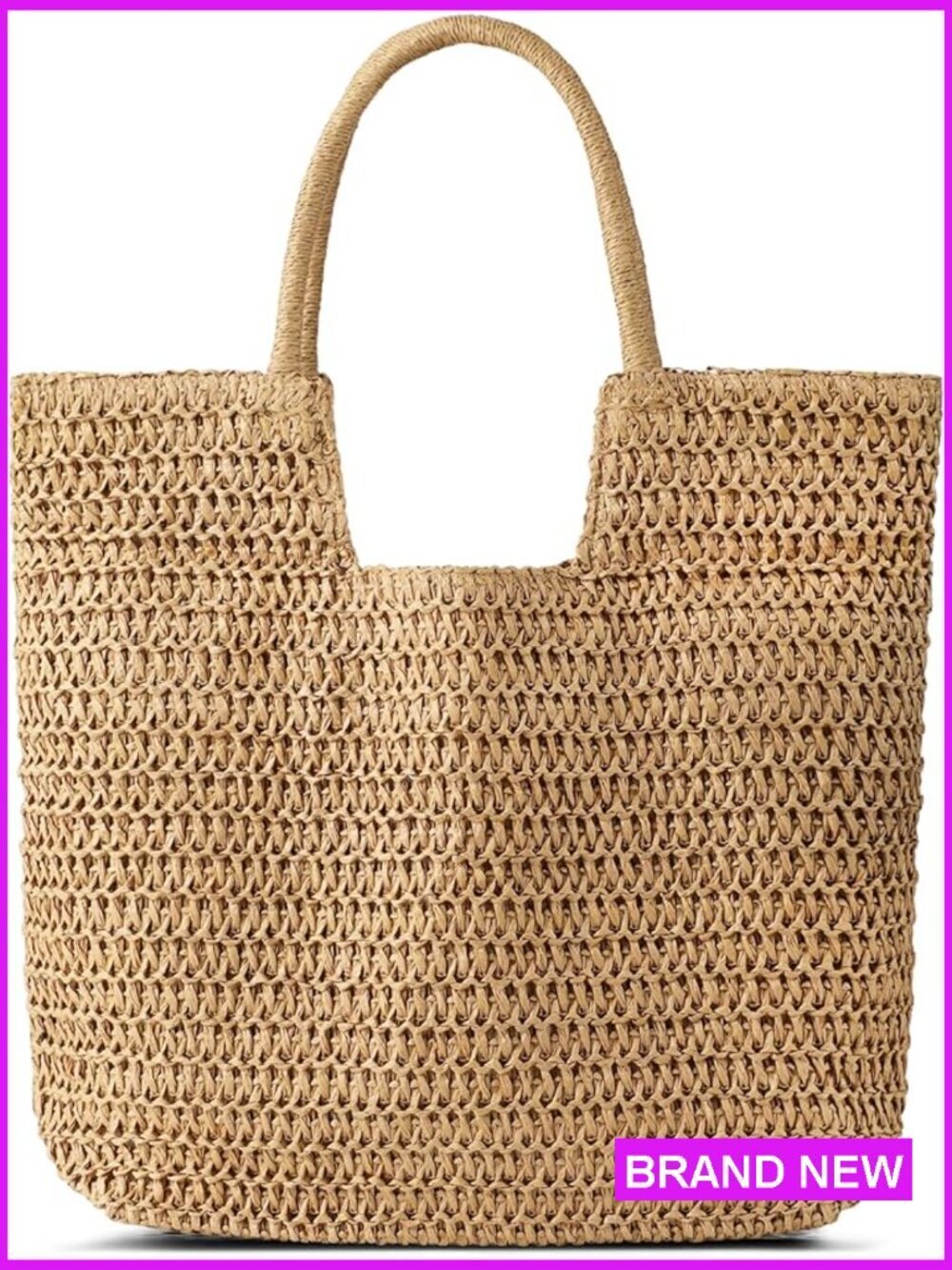 Straw Woven Tote Bag Large Beach Shoulder Handbag Boho Chic Summer Holiday